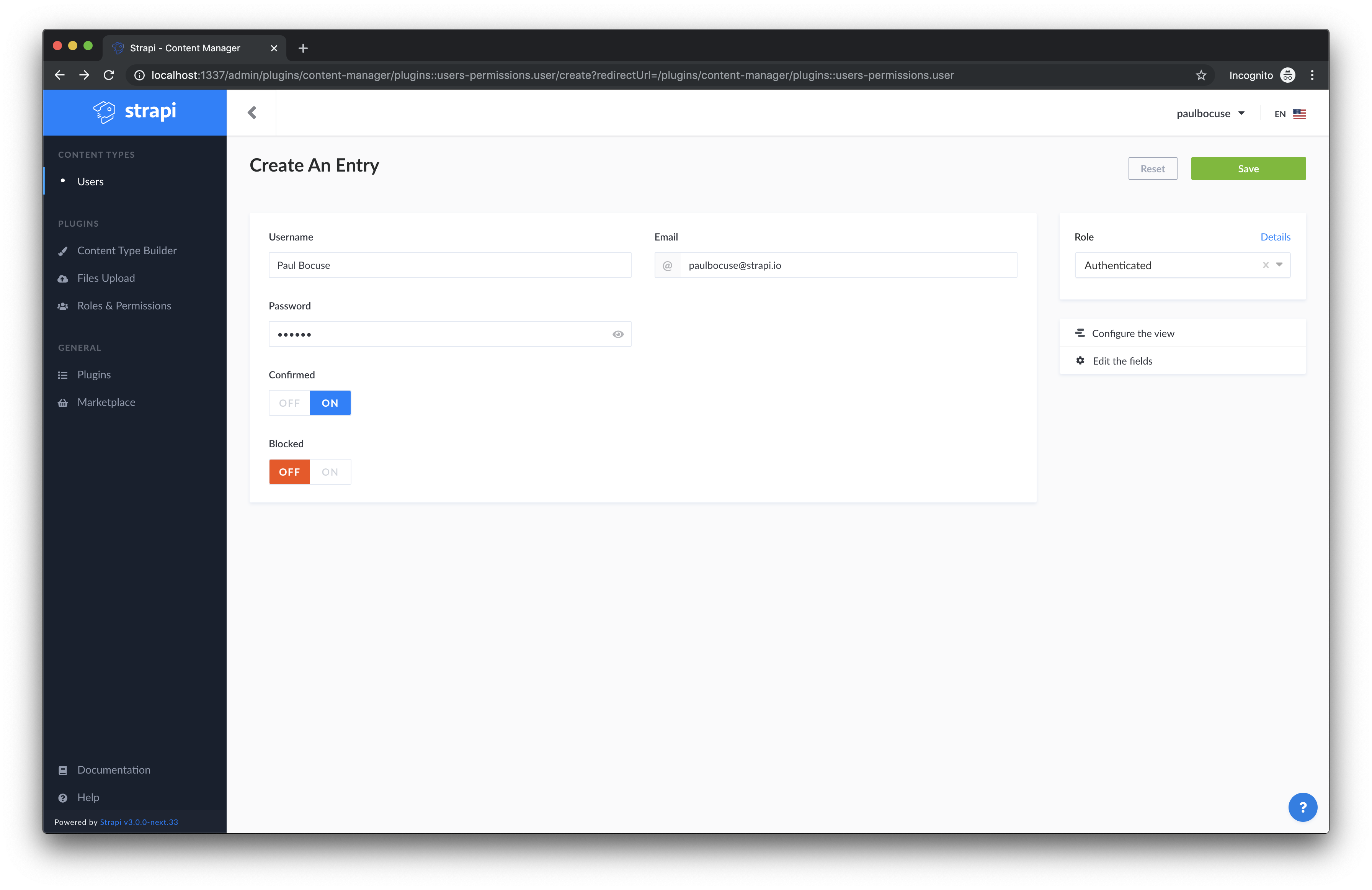 New front-end User New front-end User