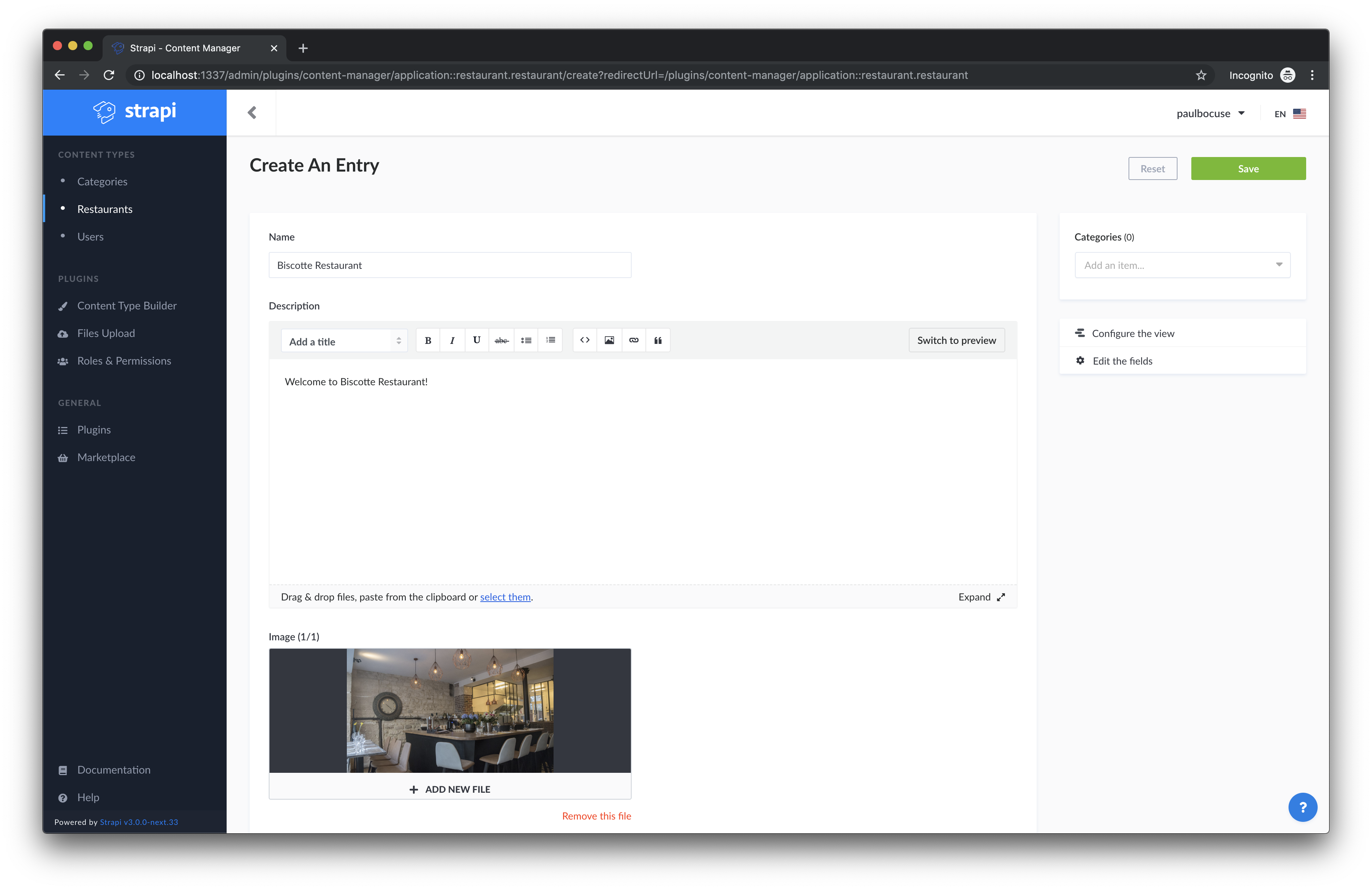 Restaurant Content Type Basic Data Restaurant Content Type Basic Data