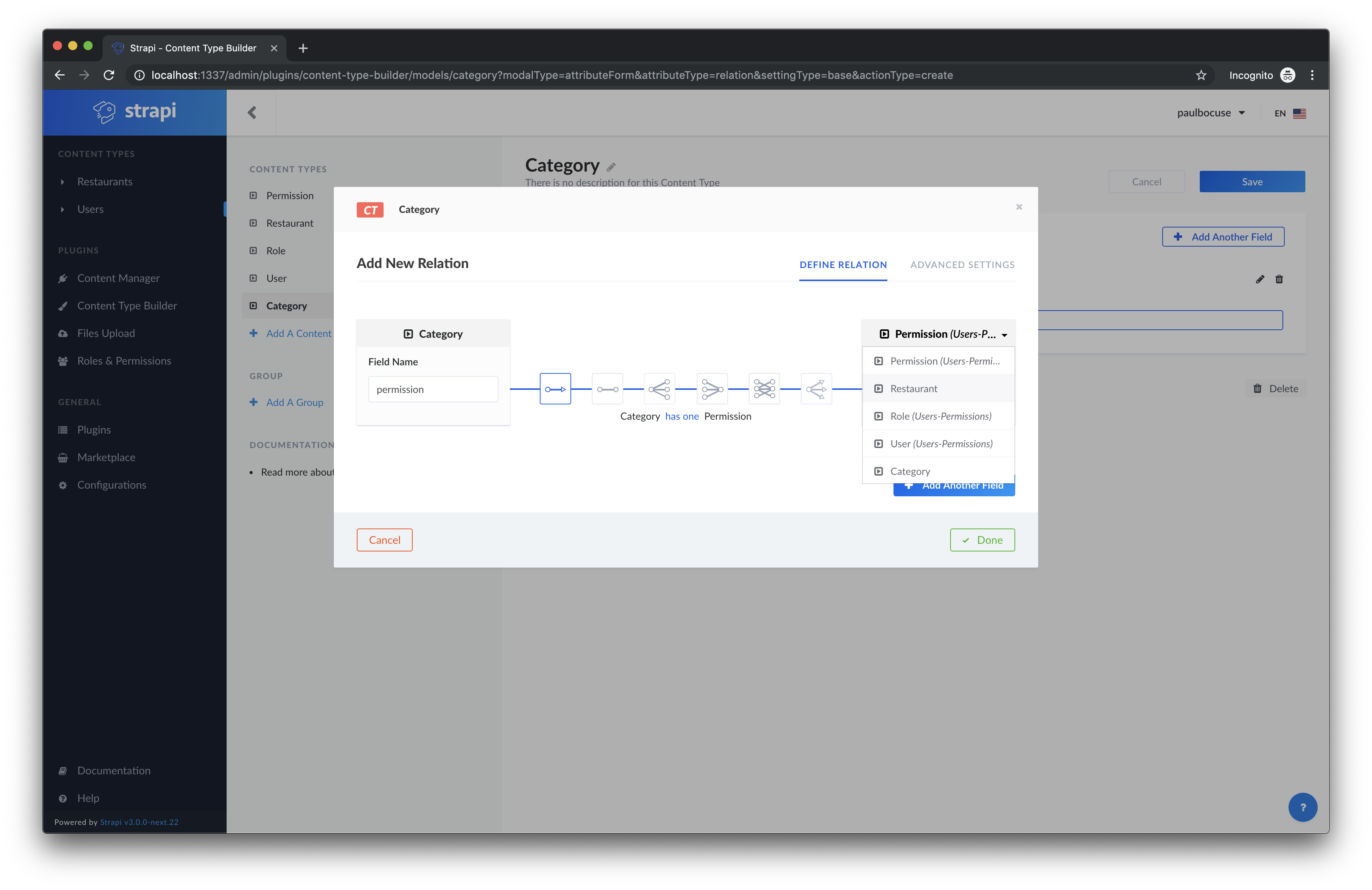 Category Relation Dropdown