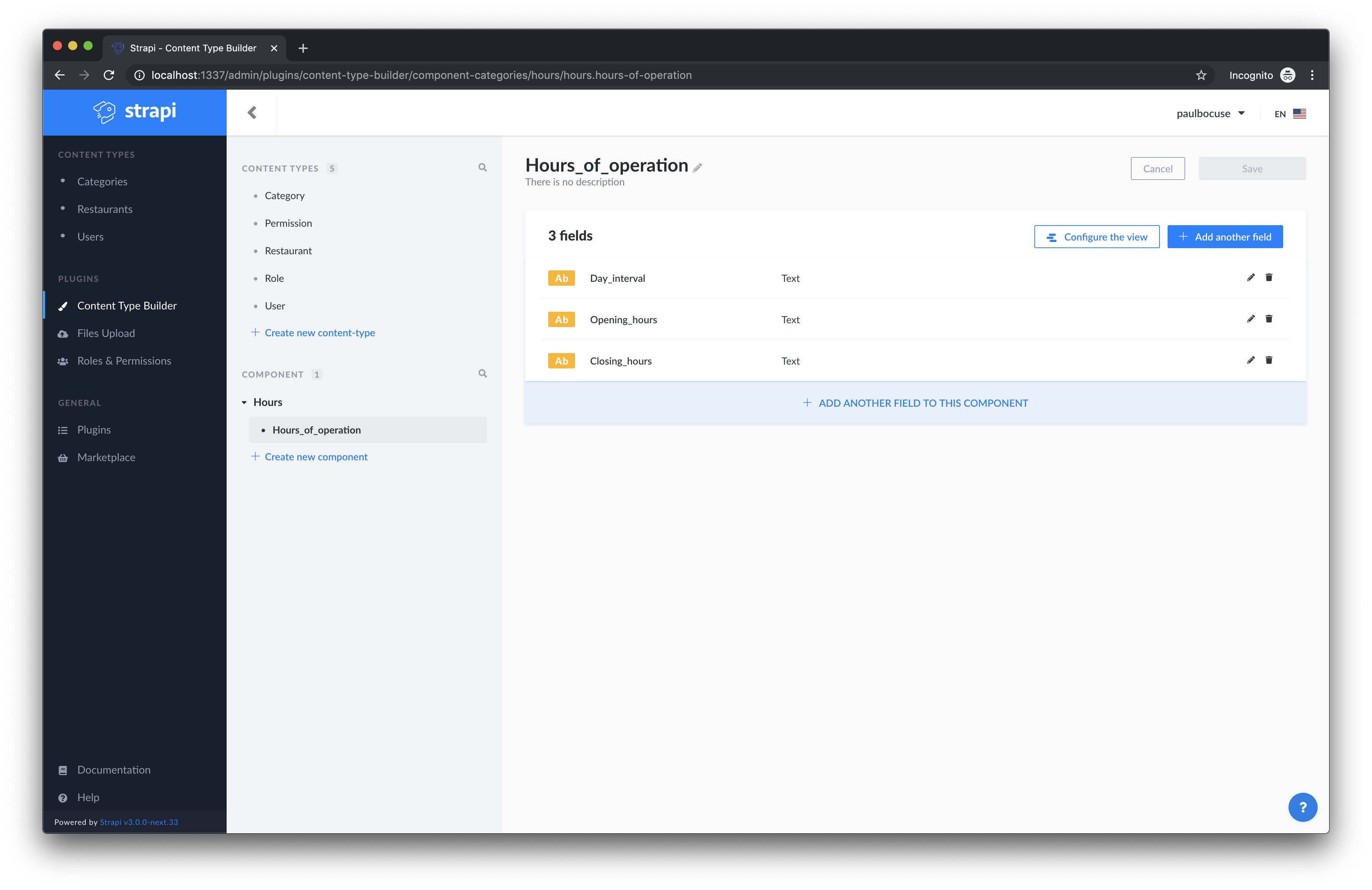 Edit Restaurant Content Type Edit Restaurant Content Type