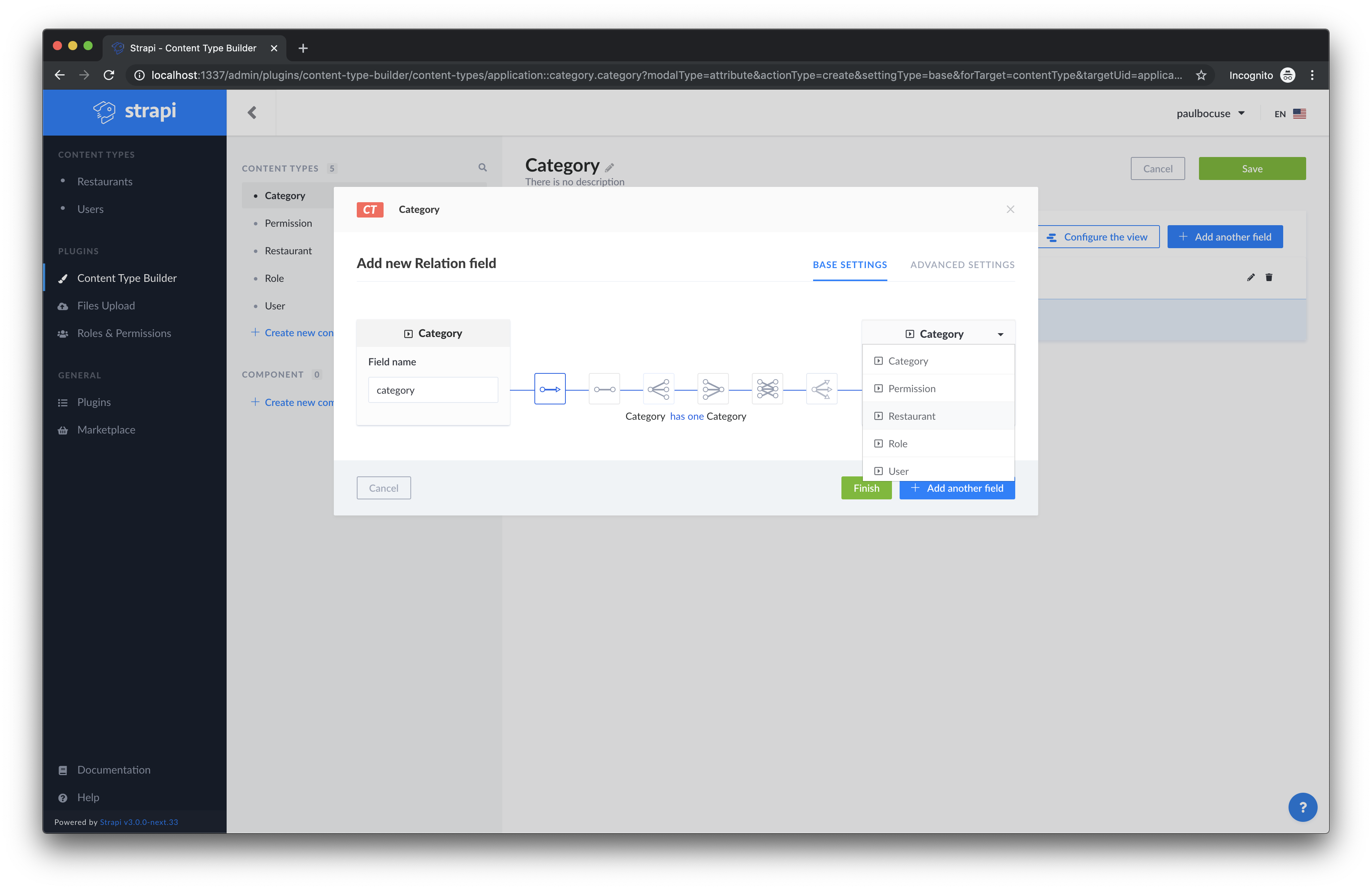 Category Relation Dropdown