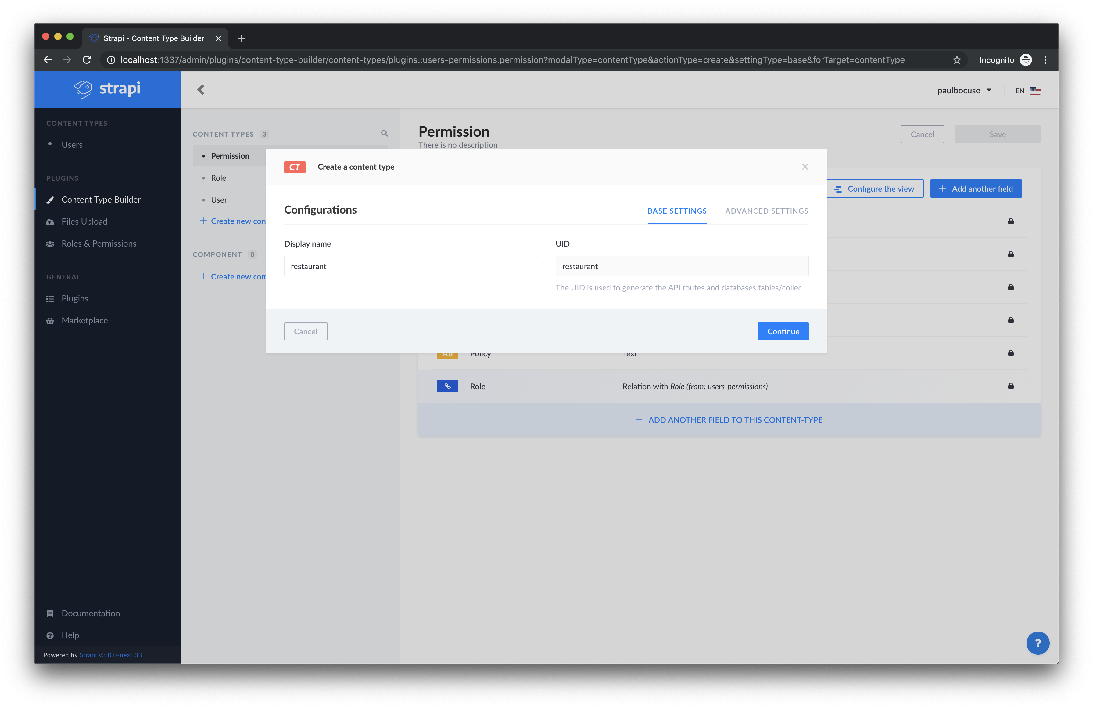 Singular Name Entries or Content Type Singular Name Entries for Collection Type