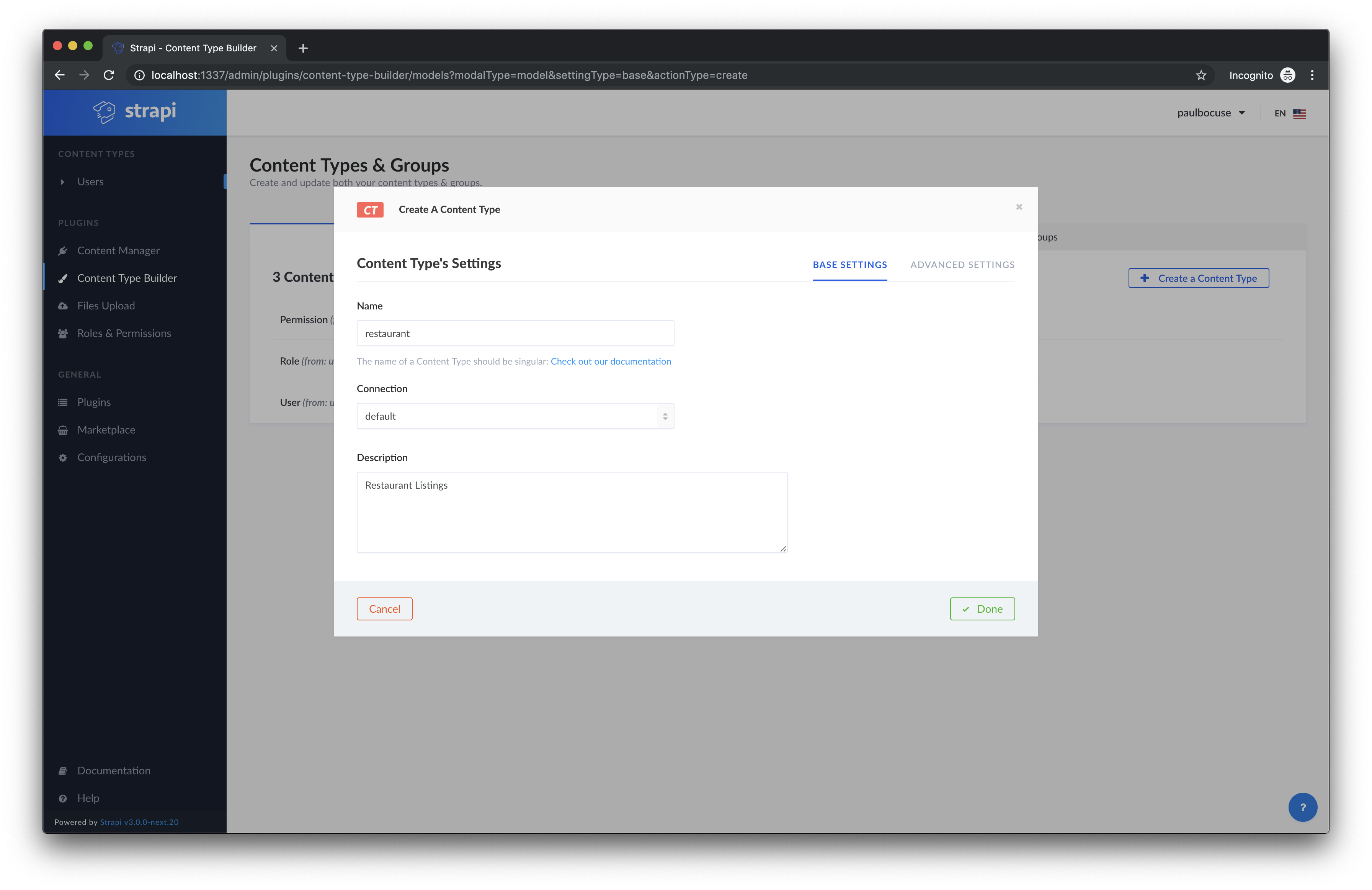 Singular Name Entries or Content Type Singular Name Entries for Content Type