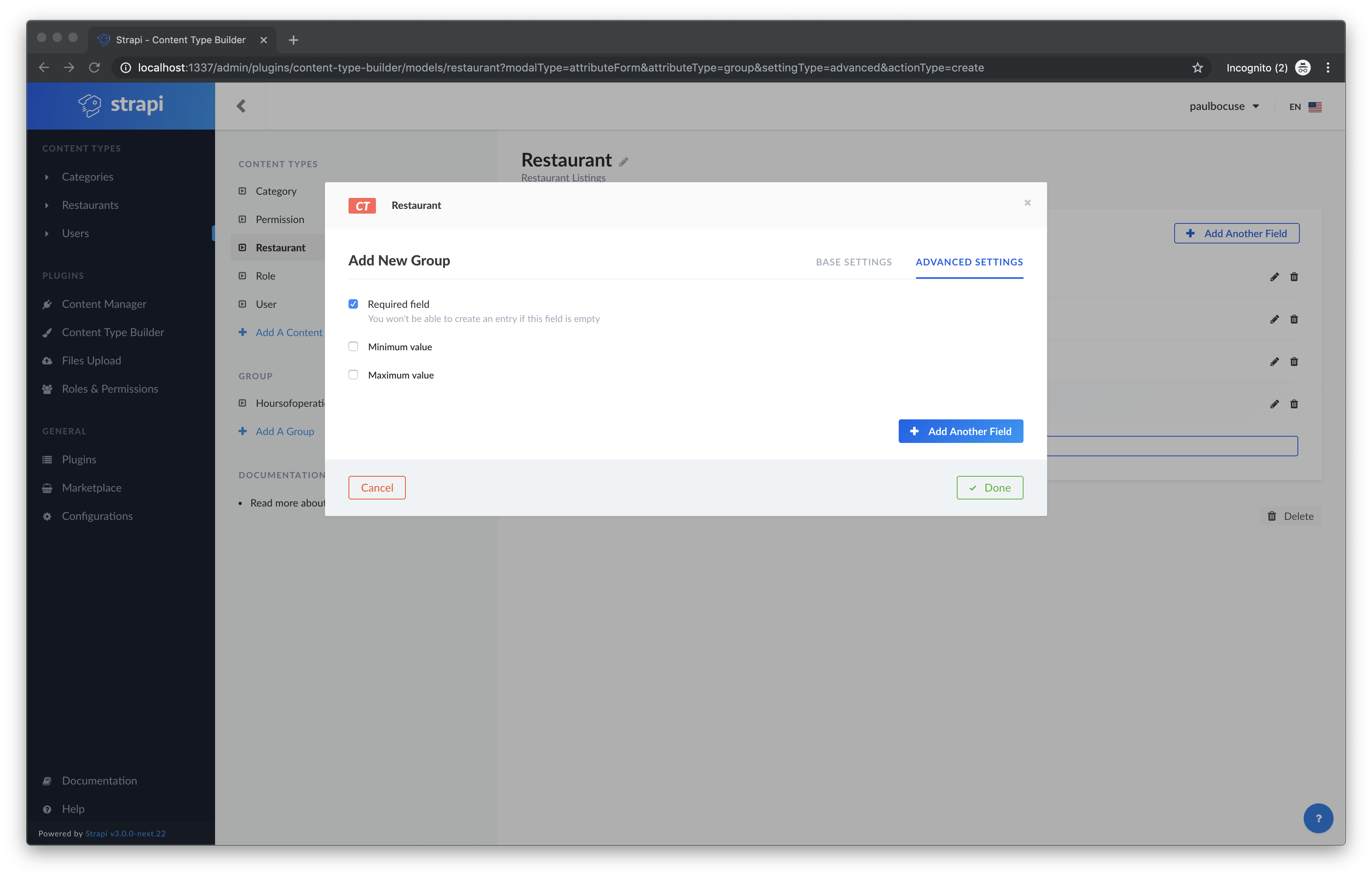 Restaurant Group Advanced Settings Restaurant Group Advanced Settings