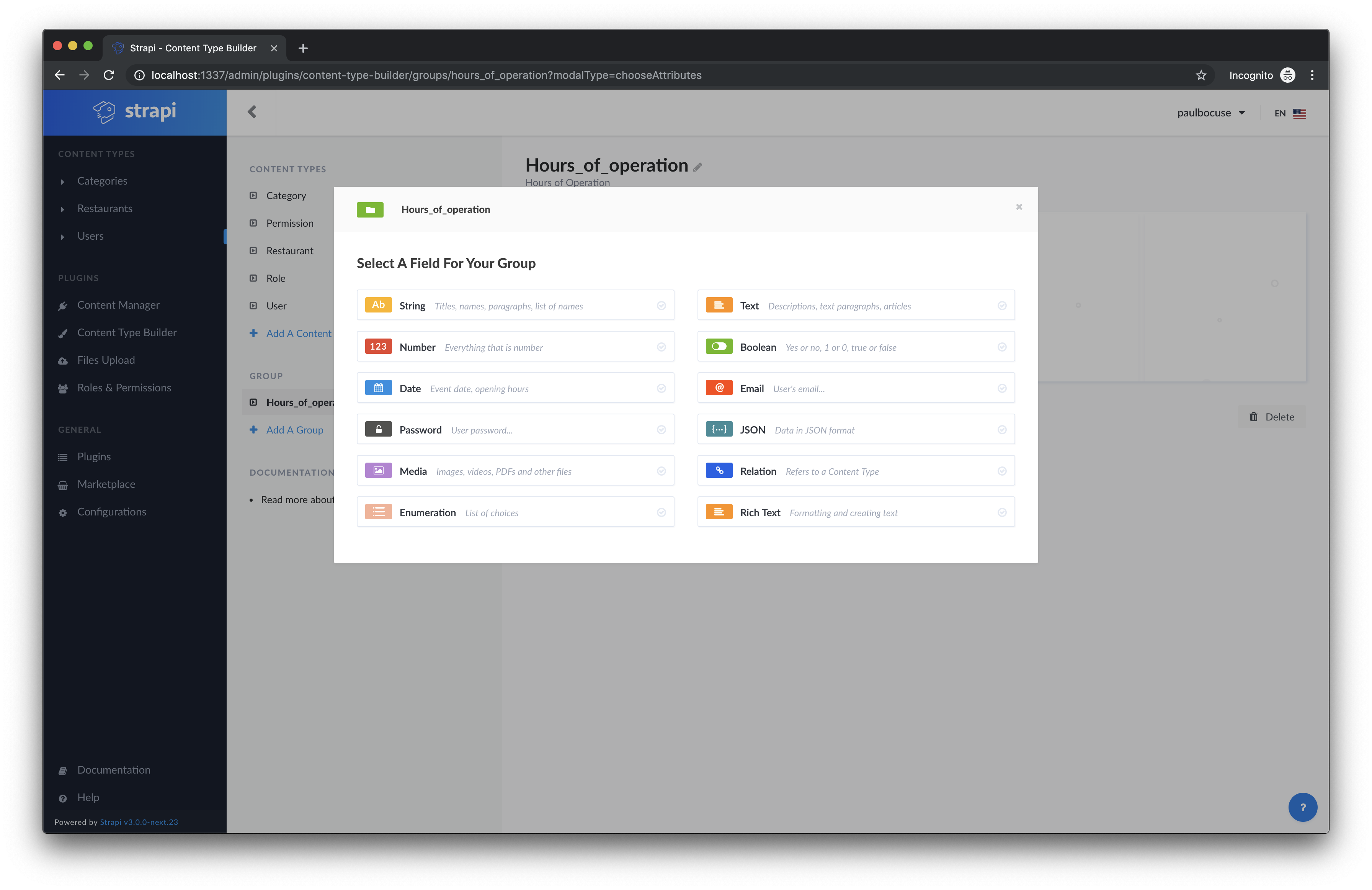 Hours of Operation Add Fields Hours of Operation Add Fields