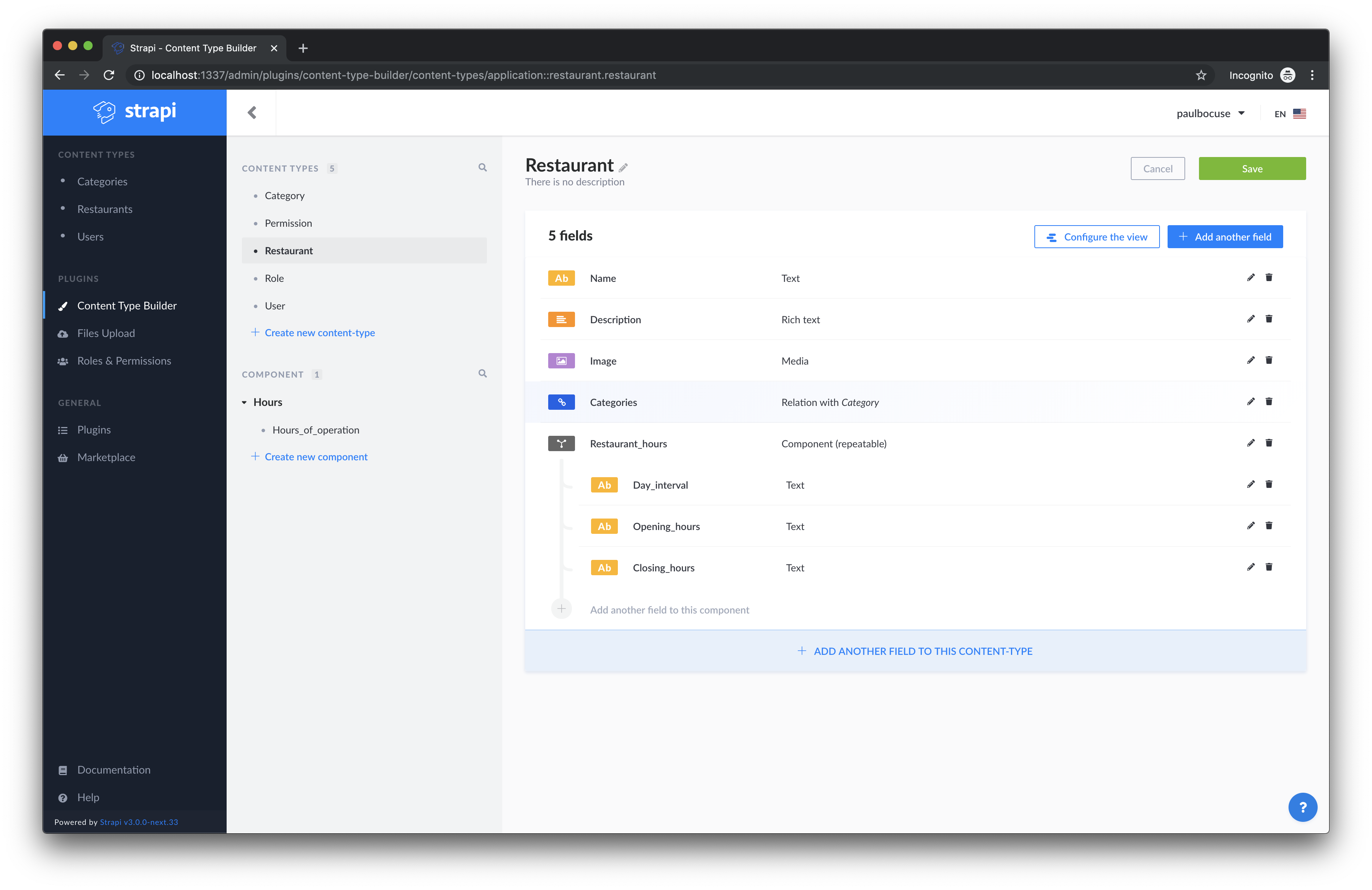 Restaurant Component save Restaurant Component Save