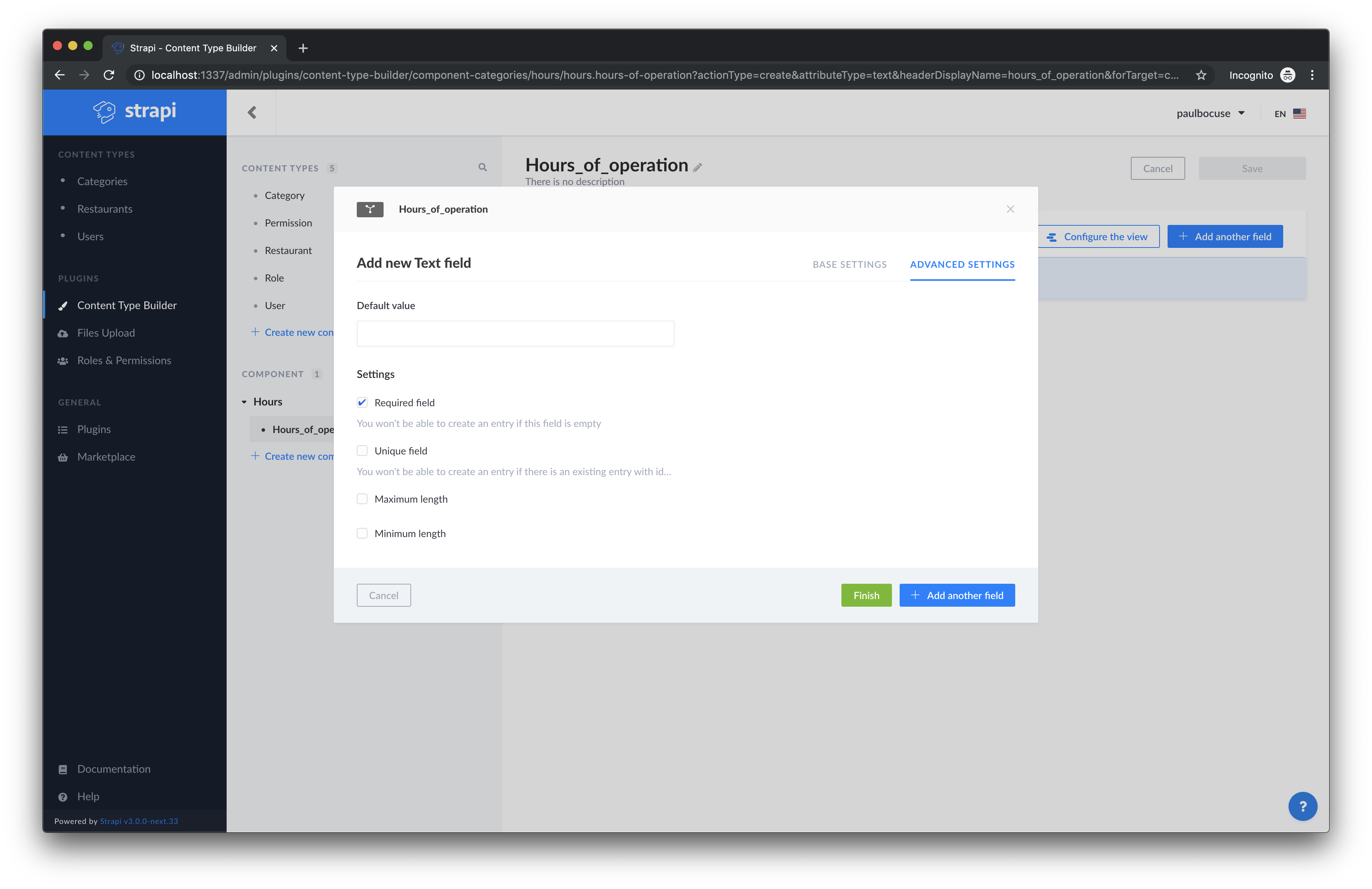 Hours of Operation Days Advanced Settings Hours of Operation Days Advanced Settings