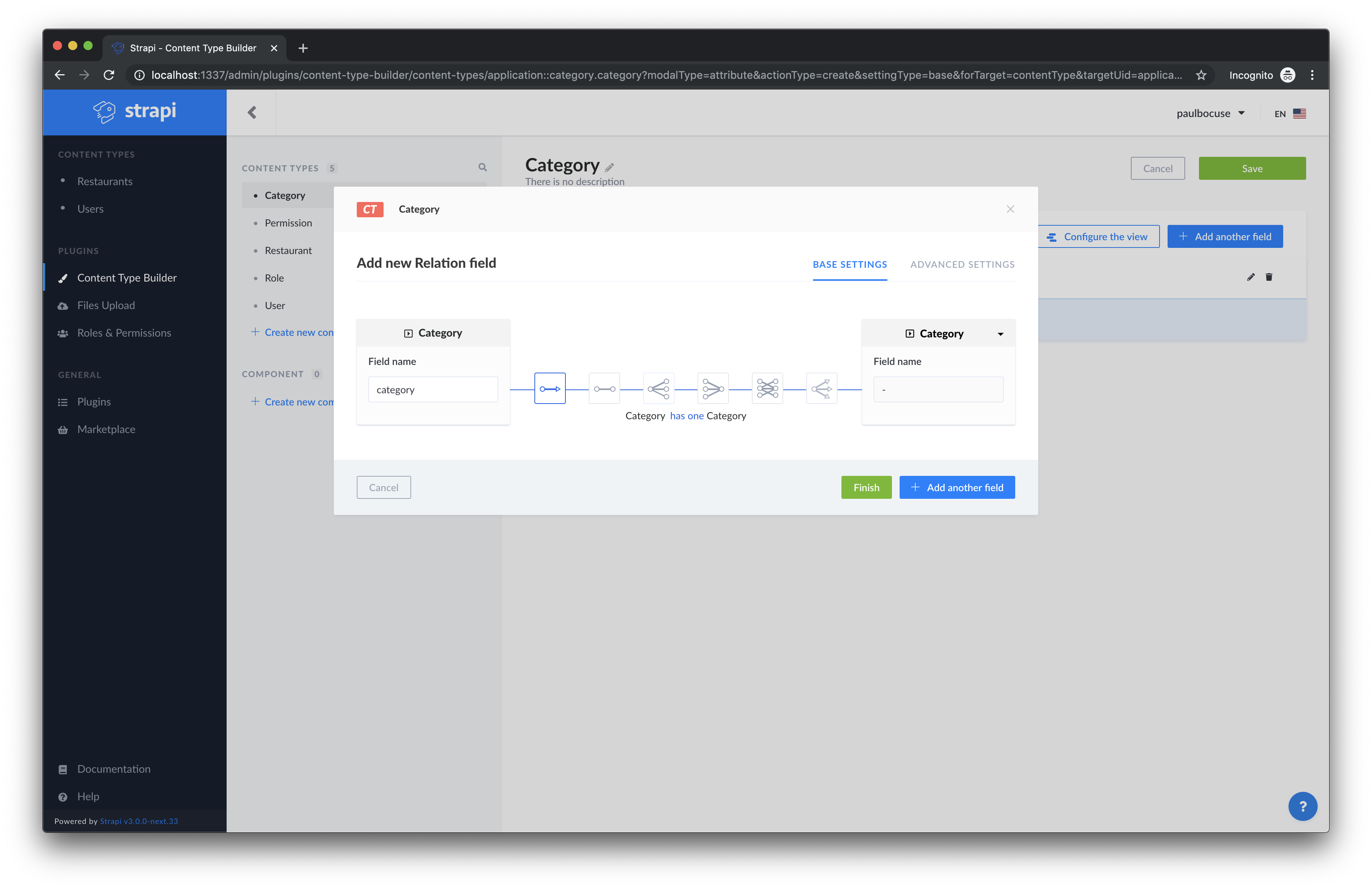 Category New Relation Field